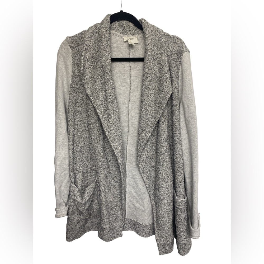 LOFT Outlet Lounge Marled Grey Open Front Cardigan Jacket Size M